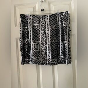 NWT ABS Platinum Cache black and silver sequin mini skirt Sparkly Vegas Party 10